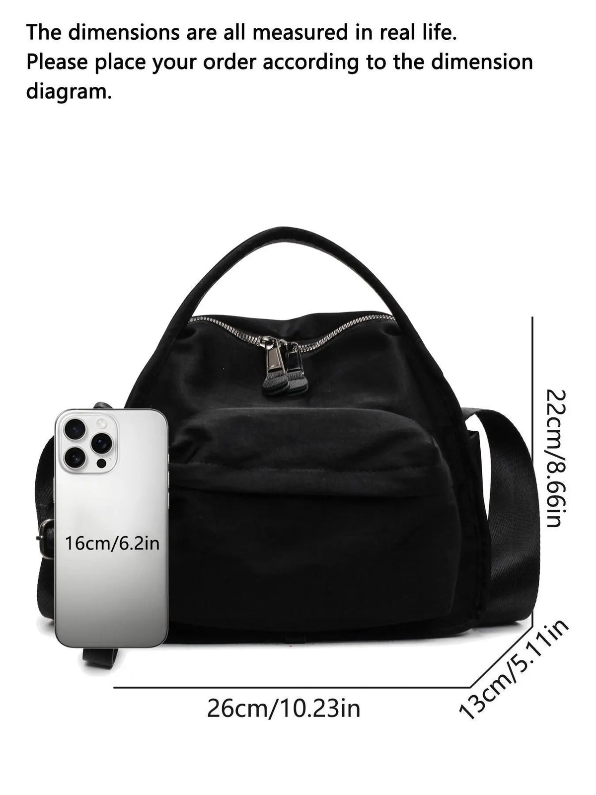 Ladies' elegant solid color shoulder bag, fashionable zipper All Match crossbody bag for daily use, simple solid color, casual trend versatile high-quality commuter shoulder bag, Fabric shoulder bags